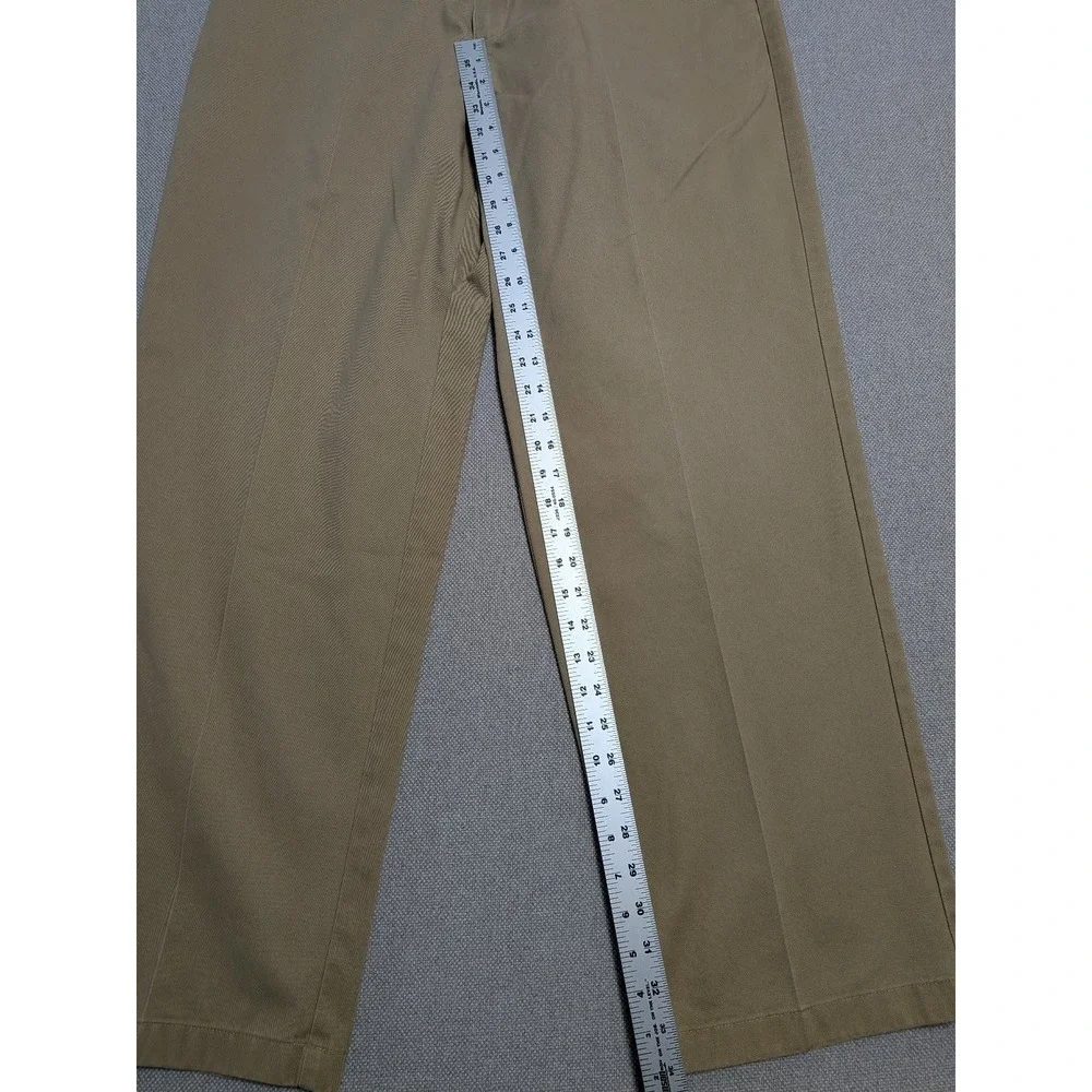 L.L.Bean Men's Khaki 38x32 Cotton Comfort Waist Chino Pants Elastic Office Heavy